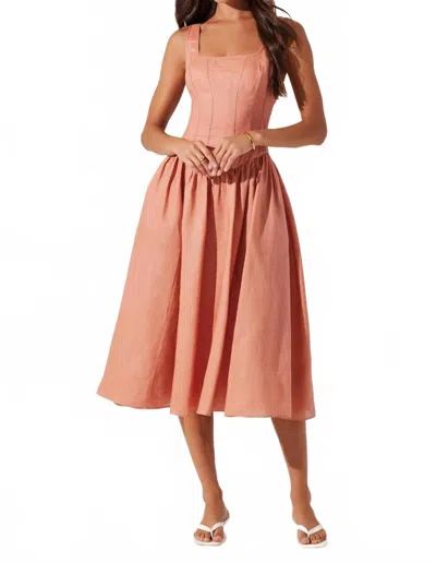 Astr Thierry Midi Dress In Dusty Coral In Neutral