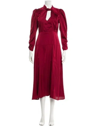 Pre-owned Astr Tie Neck Long Dress In Burgundy