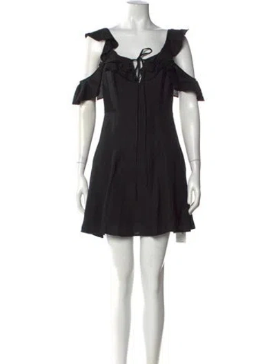 Pre-owned Astr Tie Neck Mini Dress In Black