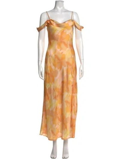 Pre-owned Astr Tie-dye Print Long Dress In Orange