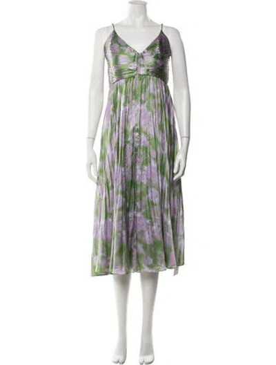 Pre-owned Astr Tie-dye Print Midi Length Dress In Green