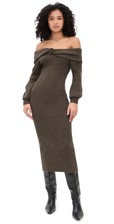Astr Tilde Sweater Dress Walnut In Brown