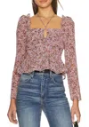 Astr Toni Top In Black Pink Floral In Purple