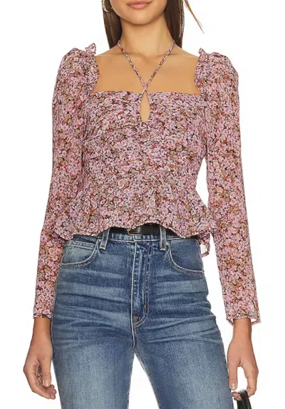 Astr Toni Top In Black Pink Floral In Purple