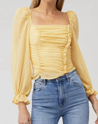 Astr Tonina Sheer Long Sleeve Top In Dandelion In Yellow