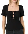 Astr Torie Tie-front Top In Black In Black