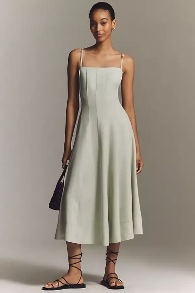 Astr Trisha Square-neck Midi Dress In Green