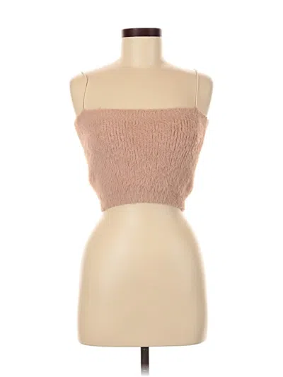 Pre-owned Astr Tube Top Tan Strapless Neckline Tops In Brown