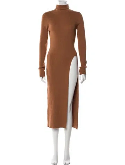 Pre-owned Astr Turtleneck Long Dress In Brown