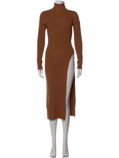 Pre-owned Astr Turtleneck Long Dress In Brown