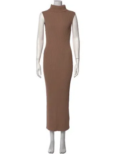 Pre-owned Astr Turtleneck Long Dress In Brown/neutrals