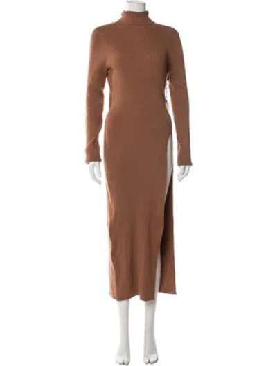 Pre-owned Astr Turtleneck Long Dress W/ Tags In Brown