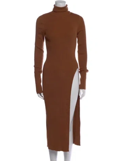 Pre-owned Astr Turtleneck Midi Length Dress In Brown