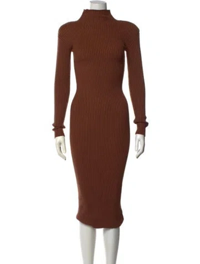 Pre-owned Astr Turtleneck Midi Length Dress In Brown