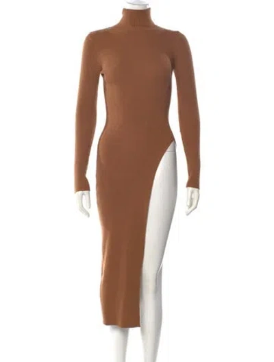 Pre-owned Astr Turtleneck Midi Length Dress In Brown