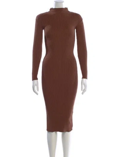 Pre-owned Astr Turtleneck Midi Length Dress In Brown