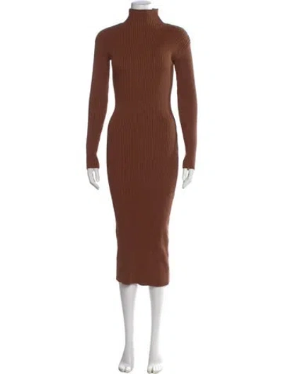 Pre-owned Astr Turtleneck Midi Length Dress In Brown