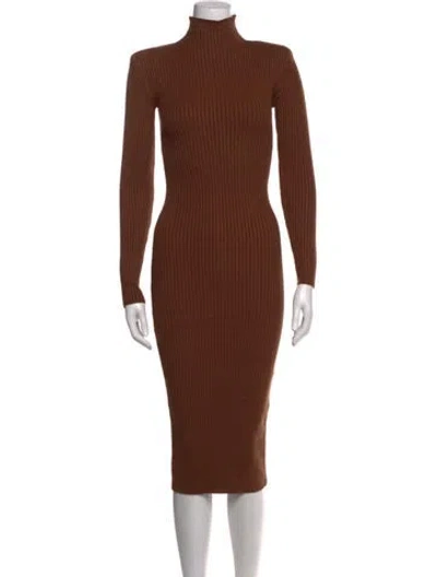 Pre-owned Astr Turtleneck Midi Length Dress In Brown