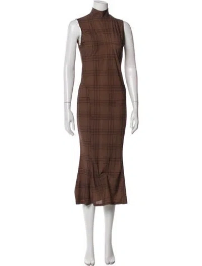 Pre-owned Astr Turtleneck Midi Length Dress W/ Tags In Brown