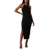 Astr The Label One-shoulder Wide Rib Sweater Dress In Black