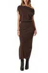 Astr Val One Shoulder Sweater Dress In Espresso In Brown