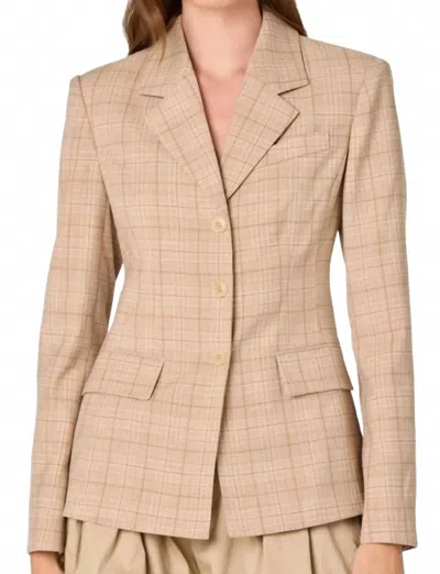 Astr Valor Tailored Blazer In Tan Plaid In Multi