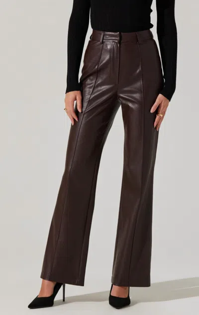 Astr Vance Faux Leather Pants In Brown
