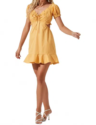 Astr Verana Cutout Puff Sleeve Mini Dress In Orange Cream In Yellow