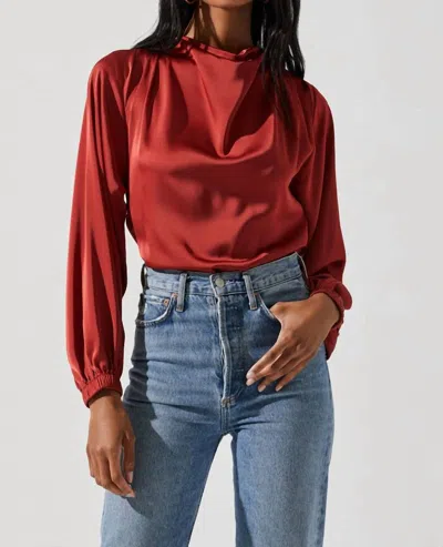 ASTR VERONICA PUFF SLEEVE TOP IN RUST