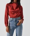 Astr Veronica Satin Cutout Top In Rust In Red