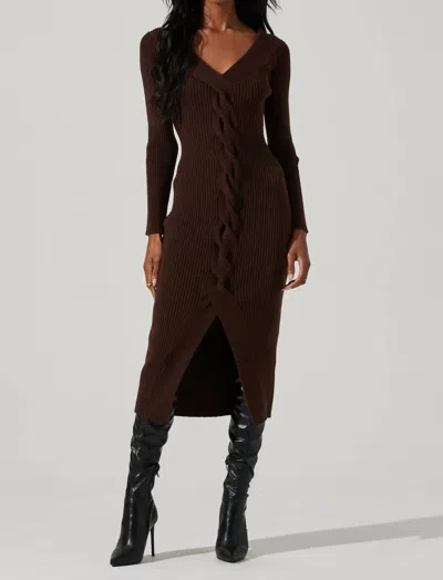Astr Vesper Knit Midi Dress In Dark Brown