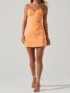 Astr Vietta Ruched Mini Dress In Papaya In Orange