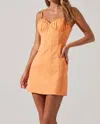 ASTR VIETTA RUCHED MINI DRESS IN PAPAYA