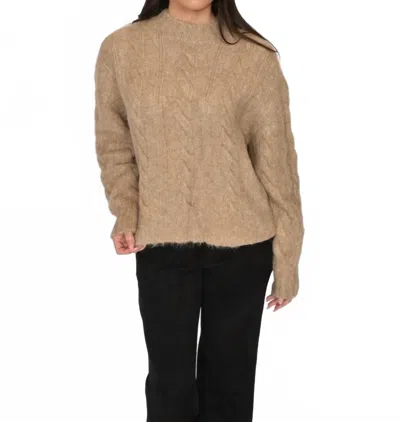 Astr Violetta Textured Crochet Sweater In Tan In Brown