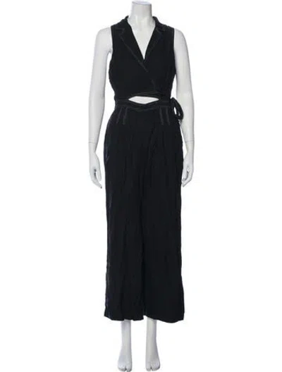 Pre-owned Astr V-neck Jumpsuit In Blue