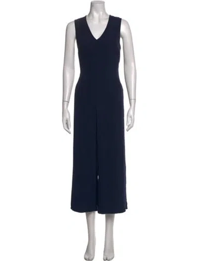 Pre-owned Astr V-neck Jumpsuit In Blue