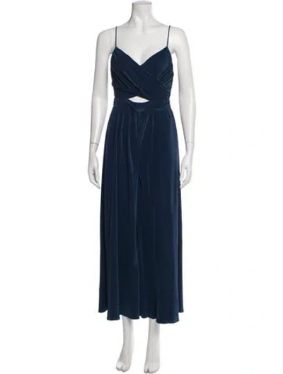 Pre-owned Astr V-neck Jumpsuit In Blue