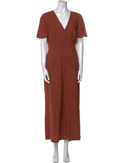 Pre-owned Astr V-neck Jumpsuit W/ Tags In Orange