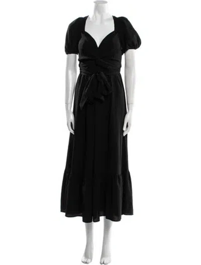 Pre-owned Astr V-neck Long Dress In Black