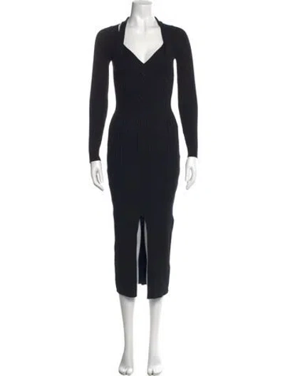 Pre-owned Astr V-neck Long Dress In Black