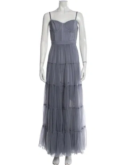 Pre-owned Astr V-neck Long Dress In Blue