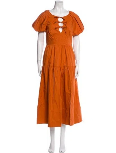 Pre-owned Astr V-neck Long Dress In Brown