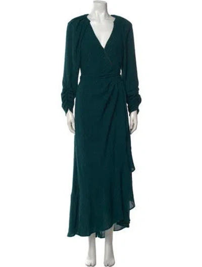 Pre-owned Astr V-neck Long Dress In Green