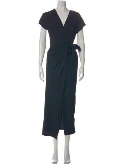 Pre-owned Astr V-neck Long Dress In Green