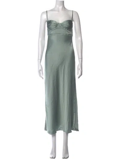 Pre-owned Astr V-neck Long Dress In Green