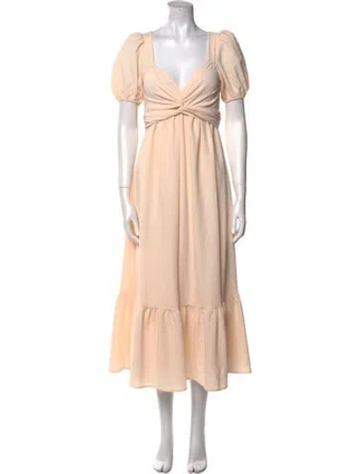 Pre-owned Astr V-neck Long Dress In Neutral