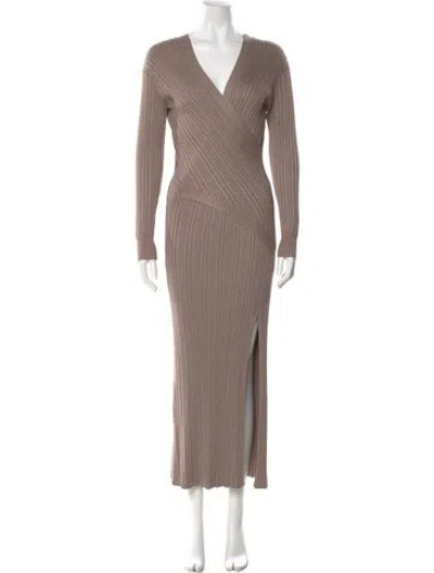 Pre-owned Astr V-neck Long Dress In Neutral