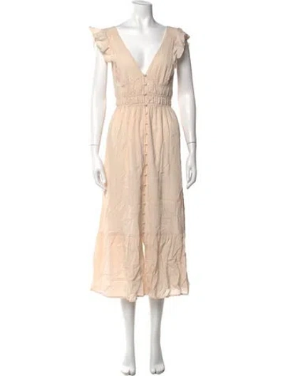 Pre-owned Astr V-neck Long Dress In Neutral
