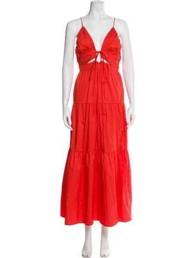 Pre-owned Astr V-neck Long Dress In Orange