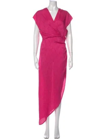 Pre-owned Astr V-neck Long Dress In Pink